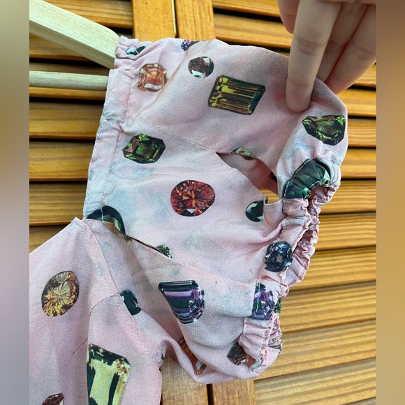 Samantha Pleet Puff Sleeve Siren Jumpsuit - Gemstone Print - Picture 6 of 9